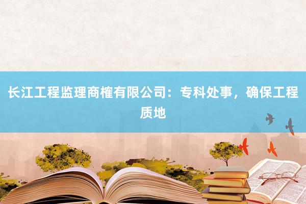 长江工程监理商榷有限公司：专科处事，确保工程质地